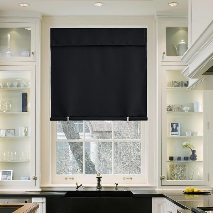 NICETOWN Black Portable Blackout Curtains for Door Window, 42" x 48" | Room Darkening Window Blinds Privacy Thermal Insulated Short Magnetic Curtains for Closet Doorway Basement, 1 Panel - Image 8