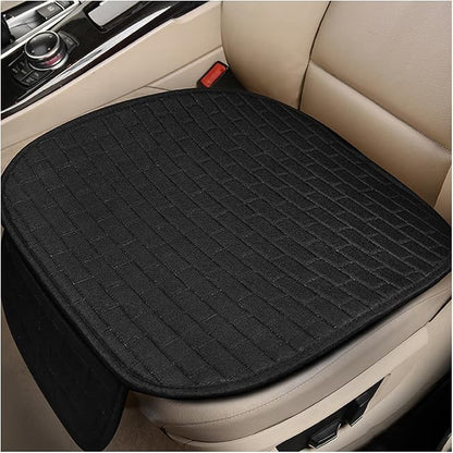 Car Seat Cover for Front Seats, Comfortable Linen Seats Cushion Pad Mat with Storage Pockets, Anti-Slip Breathable Bottom Front Seat Cover Protector for SUV Truck Van (Black) by Unknown