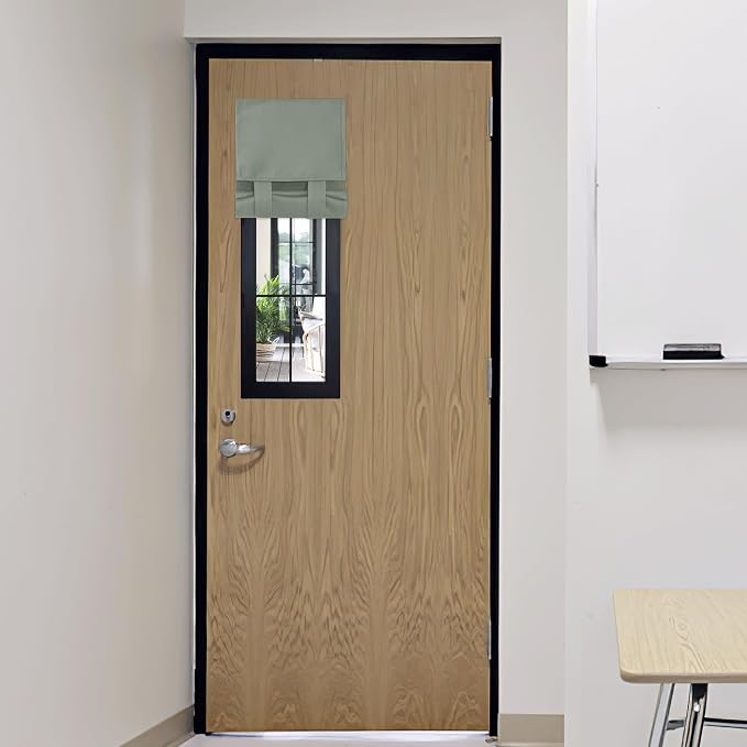 RYB HOME Front Door Window Covering Tie Up Small Sidelight Curtain Blackout | No Drill, Privacy Office Classroom Door Window Shade, Adhesive Rv Travel Curtains Portable,W12 x L40, Sage Green, 1 Panel by RYBHOME