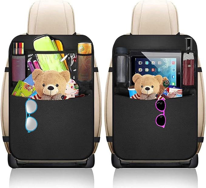 Premium Backseat Organizer for Kids 2 Pack, Heavy Duty Waterproof and Stain Resistant Kick Mats Back Seat Protector, Durable Backseat Car Organizer with Tablet Holder+Storage Pockets by BLYPHOO