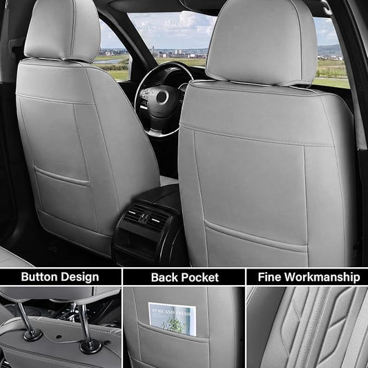 Coverado Seat Covers, Car Seat Covers Front Seats, Leather Seat Covers for Cars, Automotive Seat Covers Car Seat Protector Car Seat Cushion Universal Fit for Most Sedans SUV Pick-up Truck(Grey) - Image 2