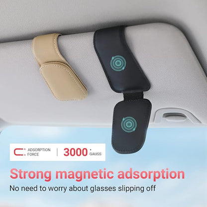 KanSmart Sunglass Holder for Car Sun Visor Magnetic Sunglasses Clip -2 Pack | sun visor organizer, ticket card clip, universal auto interior accessories, one-handed magnetic, anti-scratch,eyeglass holder - Image 5