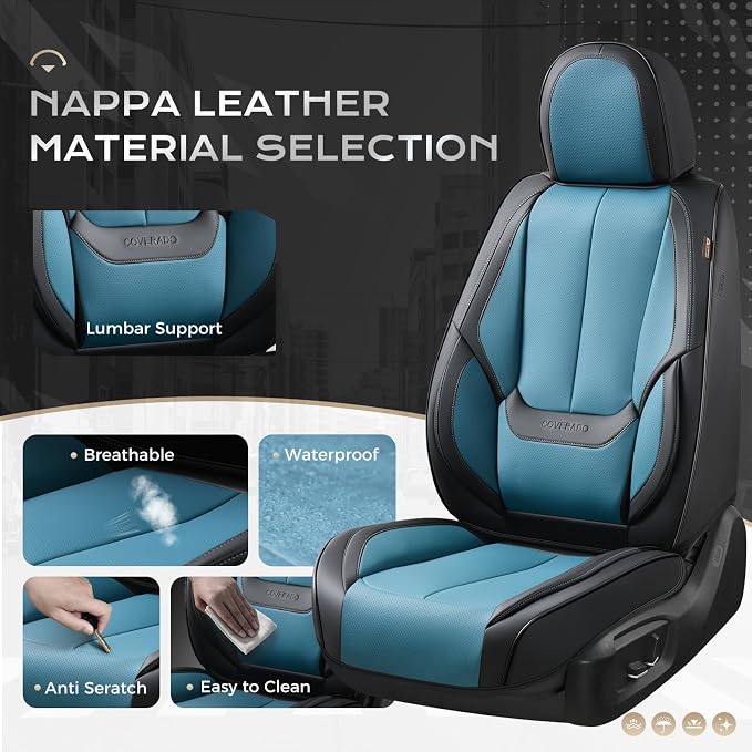 Coverado Car Seat Covers, Seat Covers for Cars, Waterproof Leather Auto Seat Protectors, Leather Car Seat Cushion, Car Interiors Accessories Universal Fit for Most Cars - Image 2
