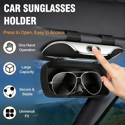 Sunglasses Holder for Car Sun Visor – Soft Vehicle Interior Glasses Organizer Box Accessories,Protective Automotive Eyeglasses Storage Case Hanger,Universal for SUV Sedan Truck (Beige) - Image 4