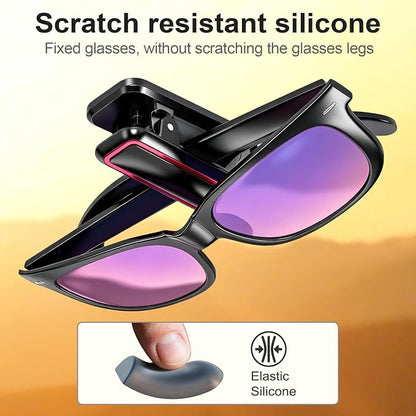 Veharvim Sunglass Holder for Car (2 Pack, One-Handed Operation, Gentle & Secure Hold, Silicone Padded, Universal Fits Sunglass and Car Visor) - Sunglasses Clip for Car Visor (Black & Red, 4 Pack) - Image 4