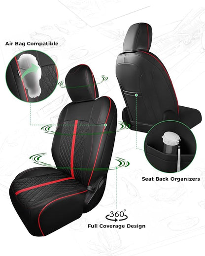 RIDEPOSH for Jeep Wrangler Leather Custom Car Seat Covers Full Set 4 Door | 2018-2026 JL, without Rear Cup Holder, Not for 4XE, Luxury Waterproof Protector, 40/60 Spilt, 5 Seats, Full Coverage, Durable - Image 3