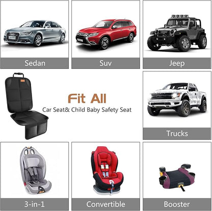 SMART ELF Car Seat Protector, Thickest Padding and Non-Slip Backing (Black) | Waterproof Car Seat Cover with Mesh Pockets, 600D Leather and Fabric for SUV, Sedan, Truck, Easy to install for Baby and Pet - Image 3