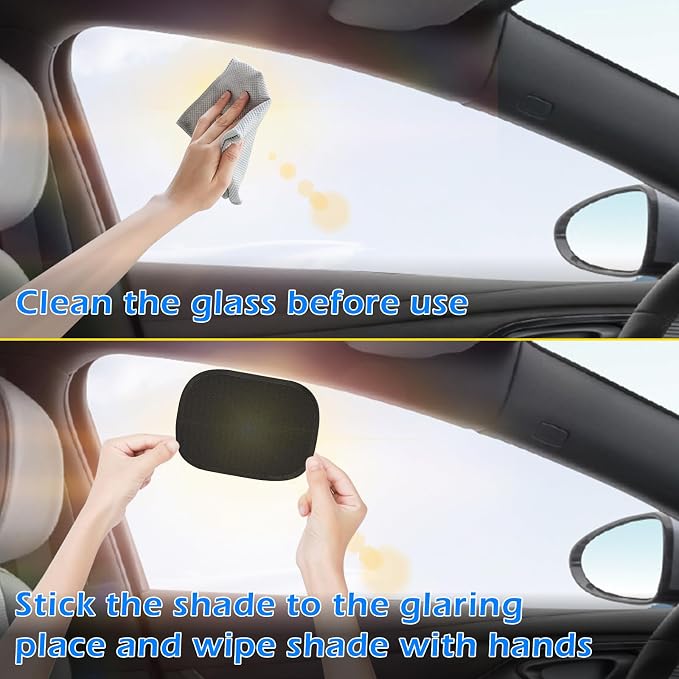 Car Window Shade for Sun Glare, 2 Pack Mini Car Sun Shade Semi-Transparent Cling Side Window Blocker, Mesh Window Shades for Driver/Passenger 9.2"x6.9" Universal Fit - Image 7
