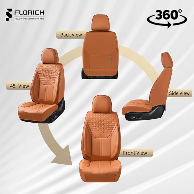Car Seat Covers for Front Seats, Universal Seat Cushion 2 Seats, Car Seat Protector Waterproof, Premium Leather Automotive Seat Covers for Most Cars, Sedans, SUVs, and Trucks-Brown - Image 8