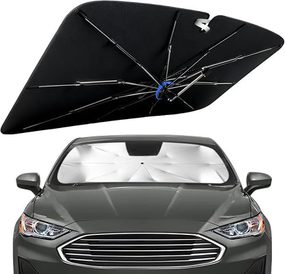 Windshield Sun Shade for Ford Fusion 2013-2021 with 360° Rotating Shaft | Custom Fit Umbrella Sunshade for UV Blocking, Interior Heat Protection, Easy Storage, UPF 50+ Cool Windshield Cover by Lonyaqui
