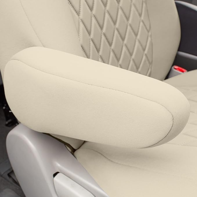 FH Group Custom Fit Car Seat Covers Specifically Made for 2011-2020 Toyota Sienna 7 Seater with Ultraflex Neoprene Water Resistant Automotive Seat Covers - 2nd Row Solid Beige - Image 2