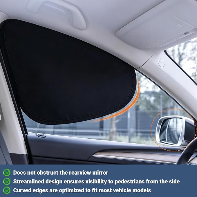 4 Pack Car Window Shades, Electrostatic Adsorption Blackout Sun Shade for Side Windows, UV Blocking Privacy Curtains for Baby, Camping, Napping, Sleeping, Universal Fit for Most Cars SUVs - Image 3