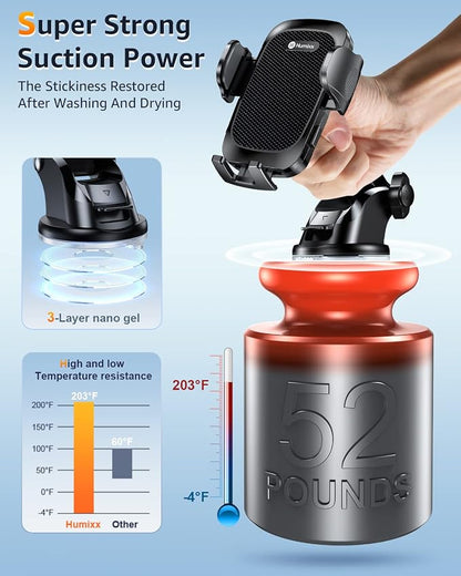Phone Mount for Car [Military-Grade Super Suction] Universal Hands-Free Phone Holder for Dashboard Windshield Air Vent for iPhone 17/16 Pro Max Air Plus Samsung All Phones - Image 2