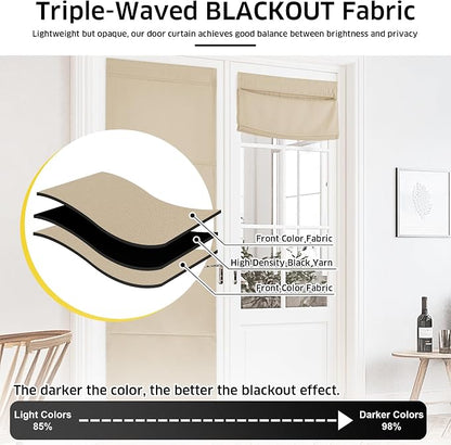 NICETOWN Biscotti Beige Magnetic Blackout No Drill French Door Curtain | Thermal Insulated Short Curtain Blinds, Tie Up Roman Shade, Front Sidelight Curtains for Window Glass 24" W x 48" L, 1 Panel - Image 4