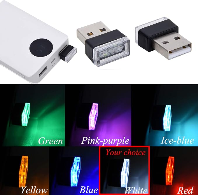 Febrytold 2 Pcs White Universal Mini USB LED Car Interior Ambient | The Cold Light Does Not Generate Heat and Will Not Damage The Interior of The Vehicle Even When Used for A Long Time - Image 5
