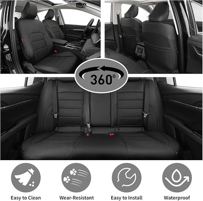 EKR Car Seat Covers for Toyota Camry 2018-2024 (Hybrid),Full Set | Custom Fit for Toyota Camry LE/SE 2018-2024 & SE Nightshade/Nightshade 2022-2024-Faux Leather(Black) - Image 4
