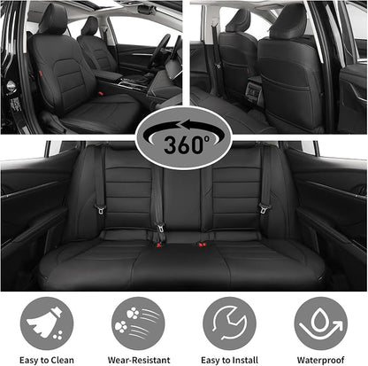 EKR Car Seat Covers for Toyota Camry 2018-2024 (Hybrid),Full Set | Custom Fit for Toyota Camry 2018-2024 XLE/XSE,Airbag Compatible,Waterproof Pet-resistant-Faux Leather(Black) - Image 4