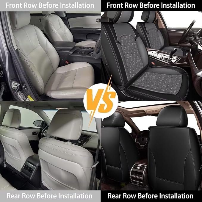 Front Seat Covers for Toyota 4Runner 2003-2026 2027 Faux Leather | Waterproof Breathable Scratch Resistant 360° Wrap Airbag Compatible Easy Clean (2 Seats,Black & Grey) - Image 6