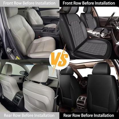 Front Seat Covers for Toyota 4Runner 2003-2026 2027 Faux Leather | Waterproof Breathable Scratch Resistant 360° Wrap Airbag Compatible Easy Clean (2 Seats,Black & Grey) - Image 6