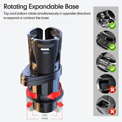 Car Cup Holder Expander, 2-in-1 Manual 360 Rotation | 2-in-1 360° rotating design, durable ABS build, twist-to-install, for daily commute, stable on flat roads - Image 9