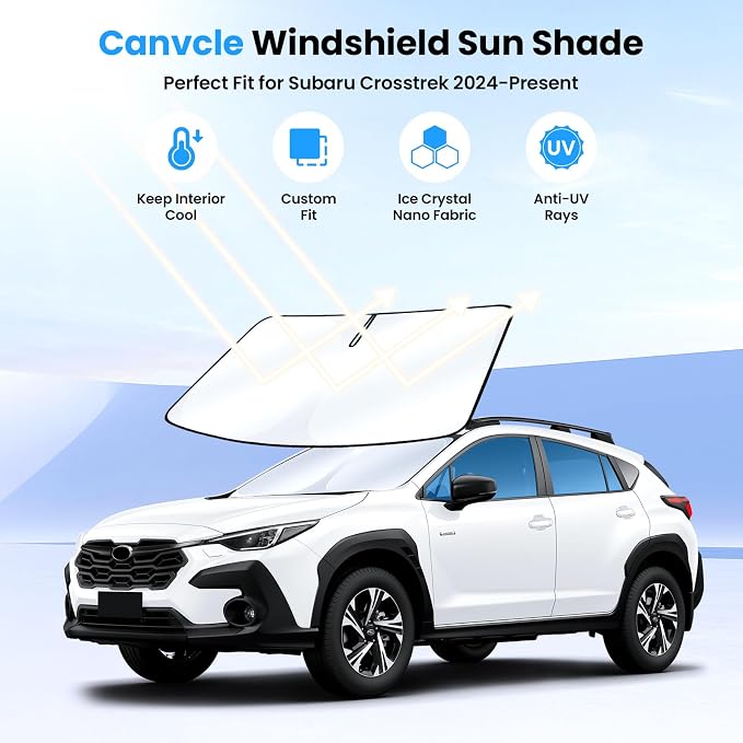 Canvcle Windshield Sun Shade for Subaru Crosstrek 2024 2025 2026 Accessories Upgraded Double-Layer Front Window Sunshade Cover Sun Visor Protector Foldable Block UV Rays Keep Vehicle Cool - Image 2