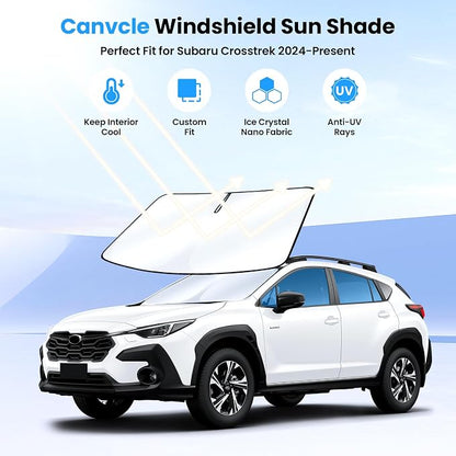 Canvcle Windshield Sun Shade for Subaru Crosstrek 2024 2025 2026 Accessories Upgraded Double-Layer Front Window Sunshade Cover Sun Visor Protector Foldable Block UV Rays Keep Vehicle Cool - Image 2