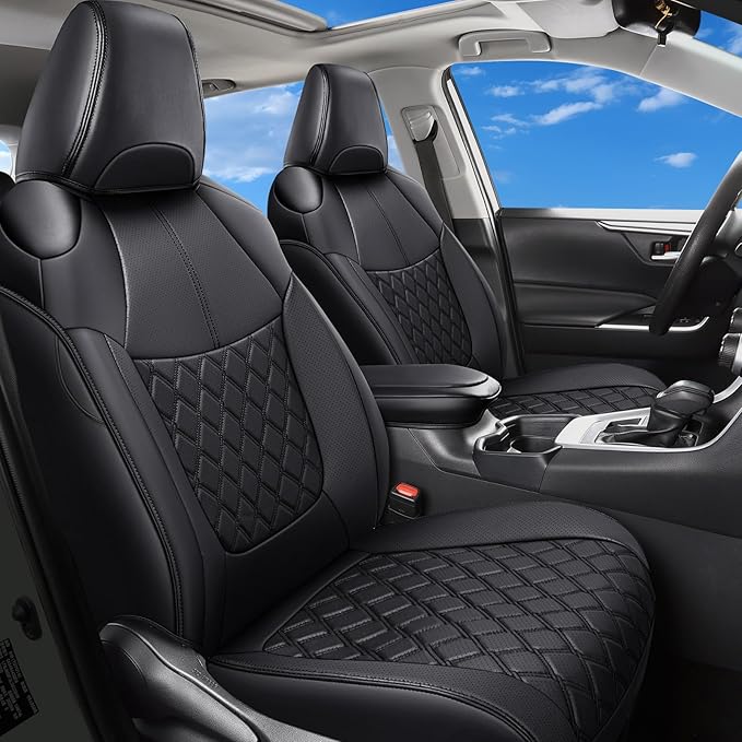 Huidasource Custom Fit RAV4 Car Seat Covers Full Set, Waterproof Front&Rear Seat Cushion Fit for 2019-2024 Toyota Rav4 XLE LE XLE Premium Limited(Not for Hybrid/Adventure/TRD Off-Road/Prime, Black) by Huidasource