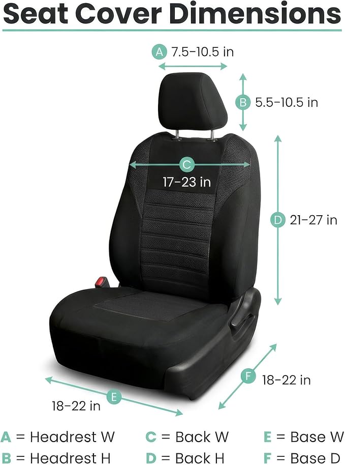 FH Group Automotive Car Seat Covers Front Set Premium 3D Air Mesh Front Seat Covers, Airbag Compatible Universal Fit Interior Accessories for Cars Trucks and SUVs - Black - Image 7