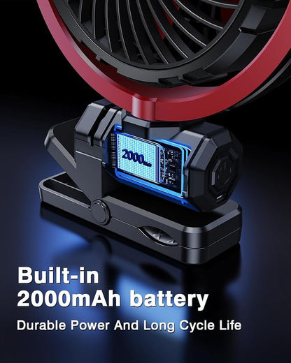Car Clip on Fan for Sun Visor Handle, 2000Mah Rechargeable Battery Powered Usb Fans That Blow Cold Air, Portable Car Cooling Fan for Cars without Ac, for Vehicle, Van, Suv, Rv, Truck, Red - Image 5