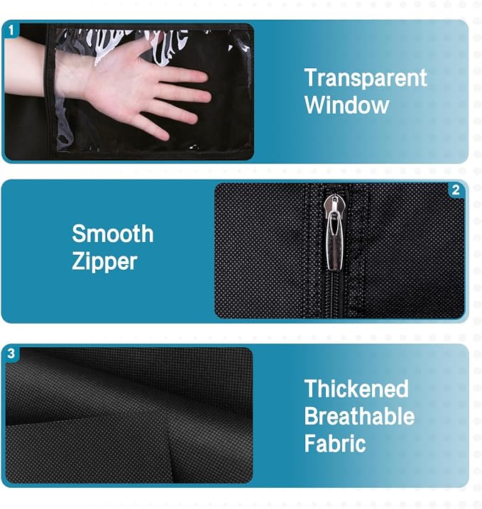 KIMBORA 35" Garment Bags for Hanging Clothes Travel, 4" Gusseted Suit Bags for Closet Storage Mens Garment Protector Cover for Coats, Jackets, Shirts (3 Packs) - Image 7