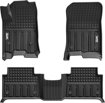 3W Floor Mats for Chevrolet Chevy Colorado/GMC Canyon Crew Cab 2023-2026 | All Weather TPE Custom Fit Floor Mats for Cars, 1st and 2nd Row Car Floor Mats, Black by 3W