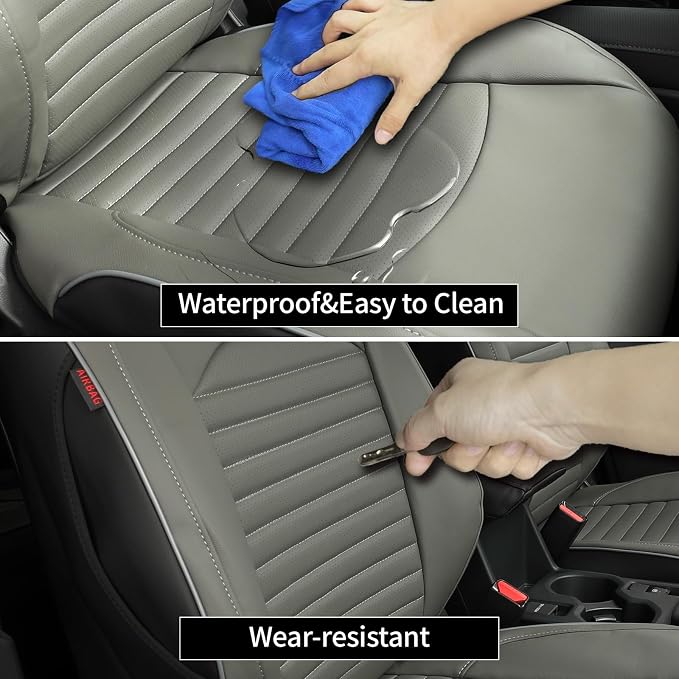 EKR Car Seat Covers for Subaru Forester 2009-2013,Leatherette Full Set | Custom Fit for Subaru Forester 2009-2013(Rear W/Cup Holder),Glove-Like Fit,Airbag Compatible,Faux Leather (Black/Gray) - Image 4
