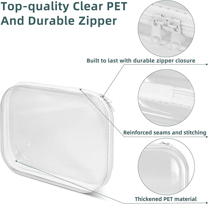 Clear Hard Shell Zipper Cases (6 Packs), Plastic Hard Sided Zippers Pouches Clear Hardshell Pencil Case For Storage, Diaper Bag Organizer Bliss Bins 6*Medium - Image 8