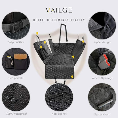 Vailge Dog Car Seat Cover for Back Seat, 100% Waterproof Back Seat Pet Cover for Dogs with Mesh Window, Scratch Prevent Antinslip Dog Hammock for Car - Image 6