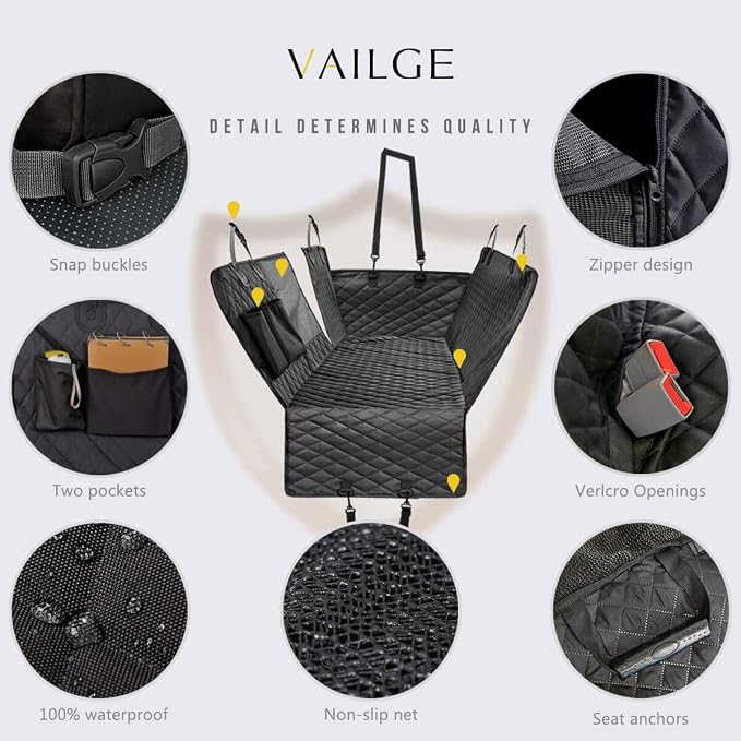 Vailge X-Large Dog Car Hammock, 100% Waterproof with Mesh Window, Scratch Prevent Anti-Slip Car Seat Covers for Back Seat - Image 6
