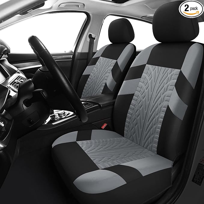 Pariitadin Car Seat Covers Front Pair, Washable and Breathable Seat Covers for Cars, Universal Fit Car Interior Covers for Most Sedan Truck SUV, Black/Gray by Pariitadin