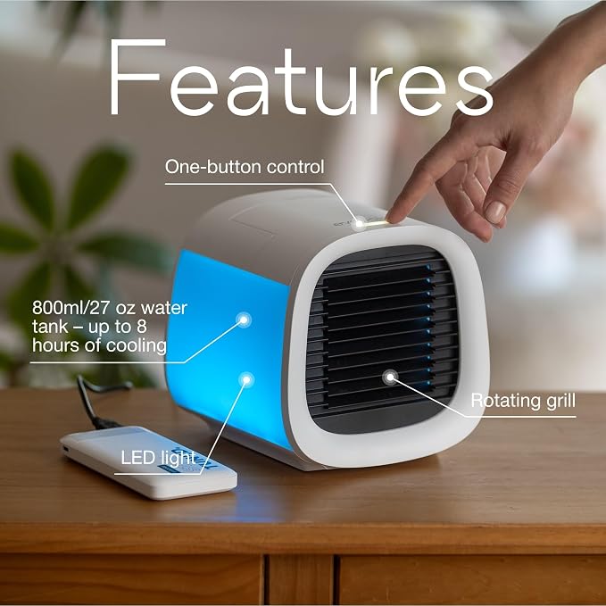 Evapolar evaCHILL Portable Air Conditioners - Portable AC Unit - Small Personal Evaporative Air Cooler & Fan for Desk, Office, Car, Camping, Grey - Image 3