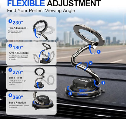 MagSafe Phone Mount, 175mm Long Arm Dashboard Holder | Full Phone Visibility – Designed for Large Dashboard Displays Without Blocking Your Screen - Image 4