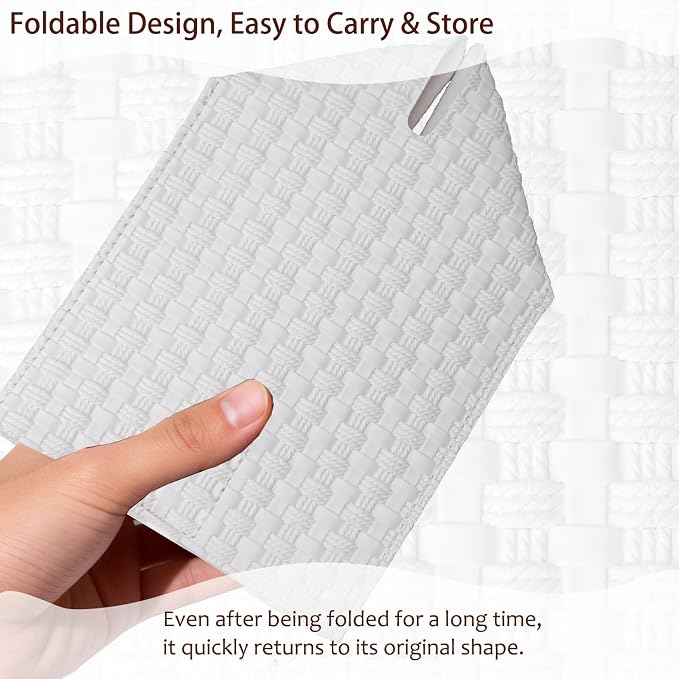 Tissue Box Cover 2-Pack, Square Tissue Holder with Bottom Belt, Modern Tissue Case Facial Paper Organizer Dispenser for Bathroom, Office, Home, Table, Car, Woven Pattern White - Image 3