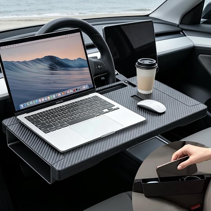 2-in-1 Car Steering Wheel Tray Desk & Car Seat Gap Filler Organizer, Upgraded Foldable Adjustable Car Table Compatible with Steering Wheel Cover| for Laptop, Eating Food, Writing (Portable) by Unknown