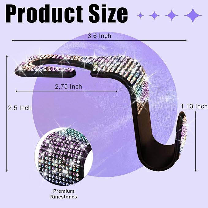BFXM 6 Pack Car Seat Headrest Hooks,Car Accessories Bling Colorful | Back Seat Purse Hanger Holder Hook, Universal Storage Organizer for Handbag Grocery Bags Coats - Image 2