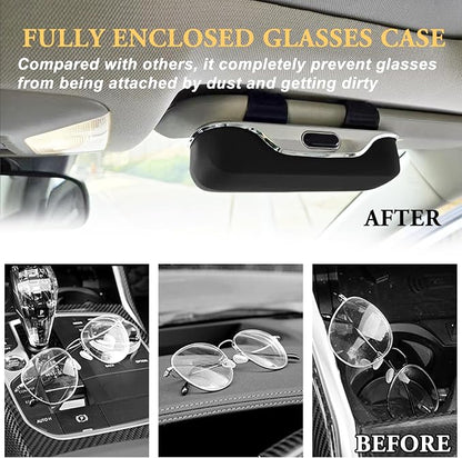 Sunglass Holder for Car Visor, Car Sunglass Holder Case | Push-button visor sunglass holder，Full Wrap Dustproof Sunglass Case with Anti-Scratch Lining, Suitable for Trucks, Sedans - Image 3