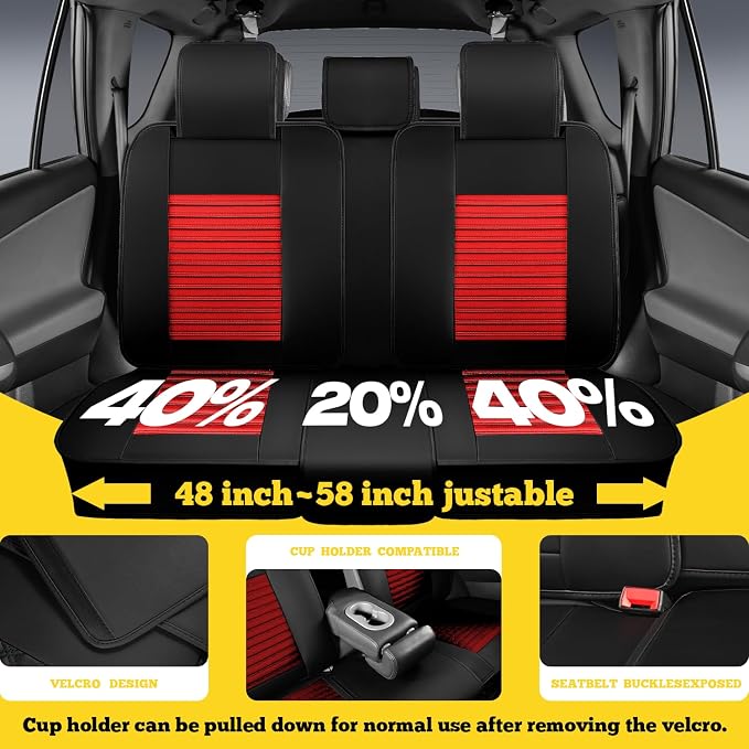 Car Seat Covers Full Set, Faux Nappa Leather, for Sedans and SUVs | Full Set, Waterproof, Airbag Compatible - Image 5