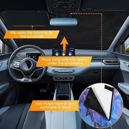 Car Windshield Sun Shade UV Reflector Foldable Front Window SUV | Blocks 98% UV Rays,Keep Interior Cool,Universal Fits Hatchback,Truck,MPV,Storage bag,57"L x 31.5"W,Car Summer Accessories - Image 5