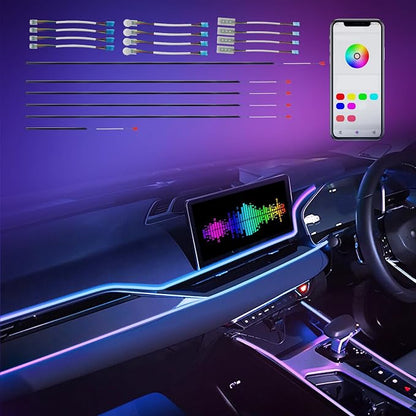 Car-Ambient-Lighting-Kit,RGB 18 in 1 256 LED with Wireless APP DIY Modes | Acrylic Interior Car LED Strip Light for Universal Cars by EZoneTronics