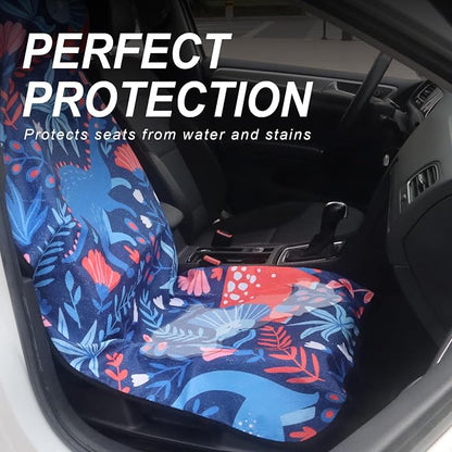 Sweat Towel Car Seat Cover Protector Front Seats for Gym Workout, Running, Swimming, Beach and Hiking, Waterproof Universal Seat Cover for Car, Trucks, Van & SUV (2, Dinosaur, Front) - Image 3