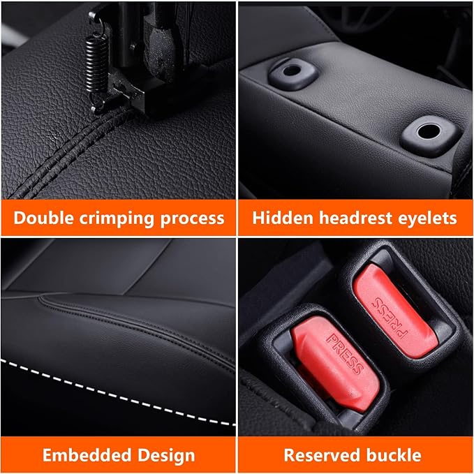 Custom Fit Seat Covers for Toyota C-HR 2018-2022 Full Set Black | CHR Seat Covers, Premium Faux Leather, Breathable, Compatible Airbag, Scratch Resistant, Customized Seat Cushion Protectors - Image 4