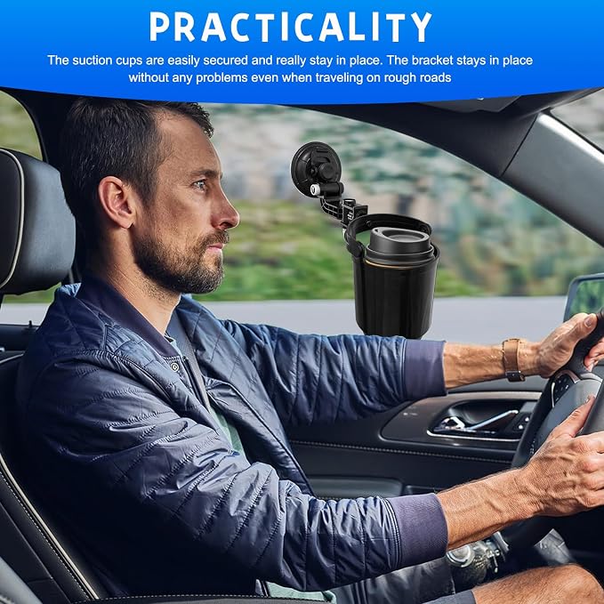 Recessed Folding Cup Drink Holder, Premium Quality Sturdy Folding Car Console Bottle Can Holder, Adjustable Automotive Drink Holder with Suction Cup, Car Accessories - Image 4