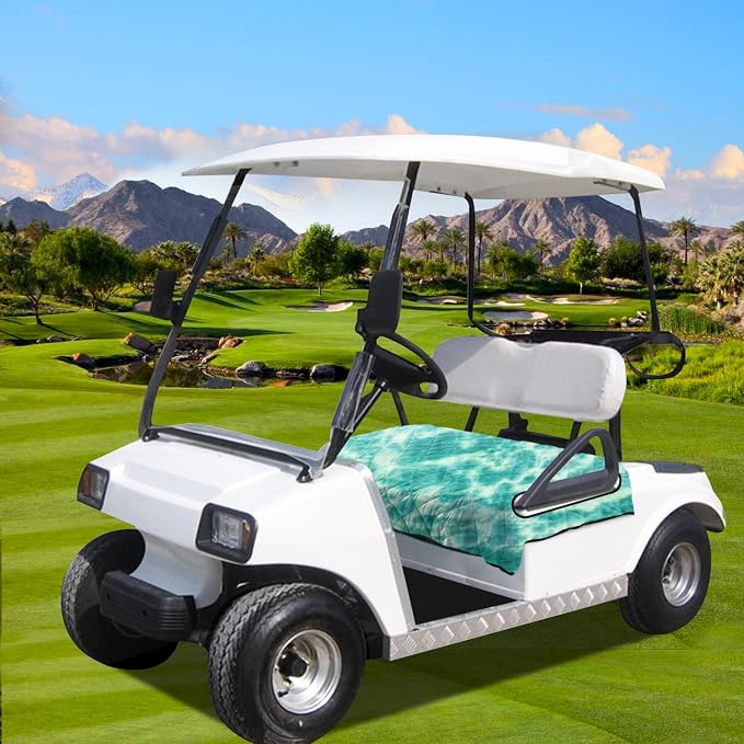 YOKYHOM Golf Cart Seat Covers, Thick Plush & Non-Slip Backing, Blue Green | Heat & Cold Protection, All-Season Comfort, 51 x 30.5 in, Fits Most 2 & 4 Passenger EZGO, Club Car, Yamaha & Icon Carts - Image 6