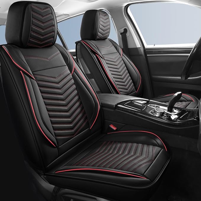 HChengkikz Nappa Leather Car Seat Covers Full Set, Car seat Protector 5 Seats, Waterproof Car Seat Cushion, Universal Automotive Seat Covers Fit for SUV Truck Pick-up Sedan, Front and Rear | Easy Maintenance, Airbag Compatible, Universal Fit For Most S... - Image 2